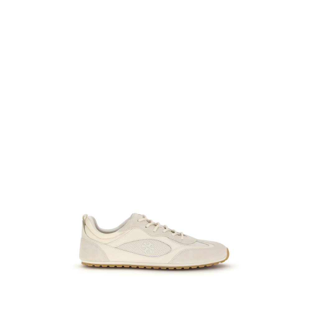 Beige Polyester And Calf Leather Field Sneakers