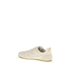 Beige Polyester And Calf Leather Field Sneakers